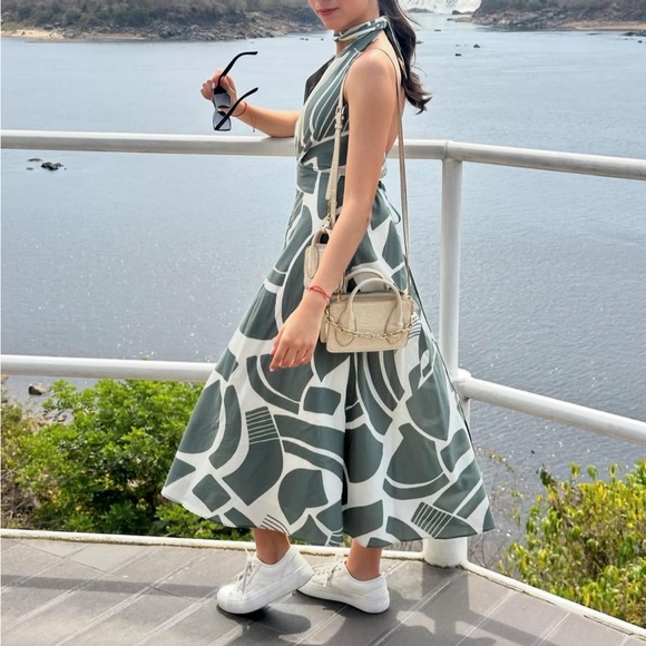 Zara NWT printed halter dress 2183/247 - Picture 10 of 11